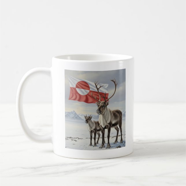 GREENLAND flag and arctic reindeer Coffee Mug Kaffeetasse (Links)