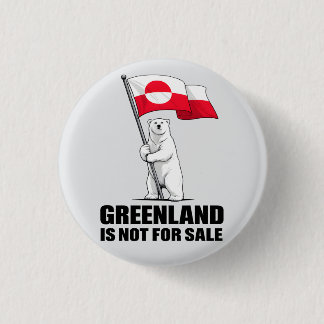 Greenland Is Not for Sale Polar Bear With Flag Button