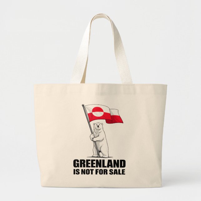 Greenland Is Not for Sale Polar Bear With Flag Jumbo Stoffbeutel (Vorne)