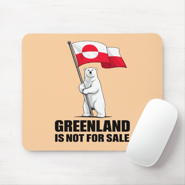 Greenland Is Not for Sale Polar Bear With Flag Mousepad (Mit Mouse)