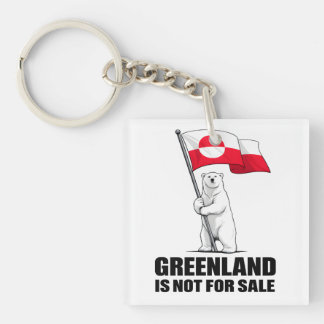 Greenland Is Not for Sale Polar Bear With Flag Schlüsselanhänger