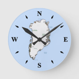 Greenland Map Clock Runde Wanduhr