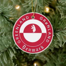 Greenland Ornament, Bear, travel, Greenland Flag Keramik Ornament
