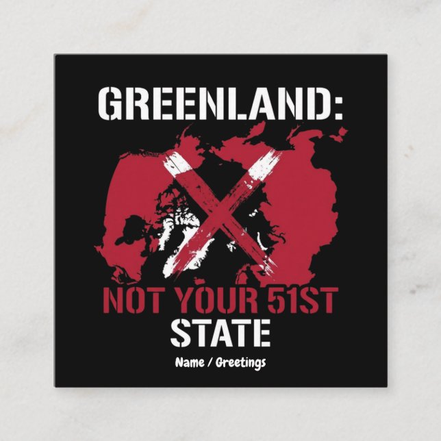 Greenland Sovereignty Not Your 51st State Arctic  Quadratische Visitenkarte (Vorderseite)
