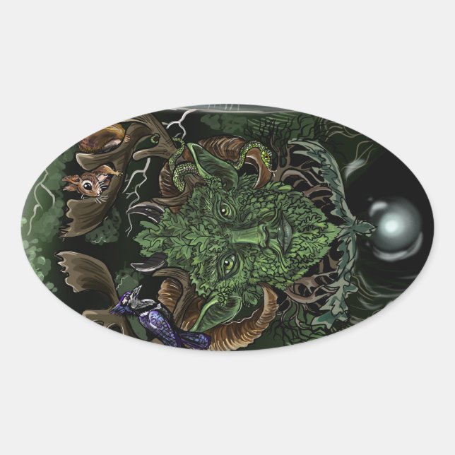 GreenMan Ovaler Aufkleber (Vorderseite)