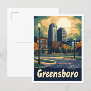 Greensboro North Carolina Kunst Vintage-Illustrati Postkarte