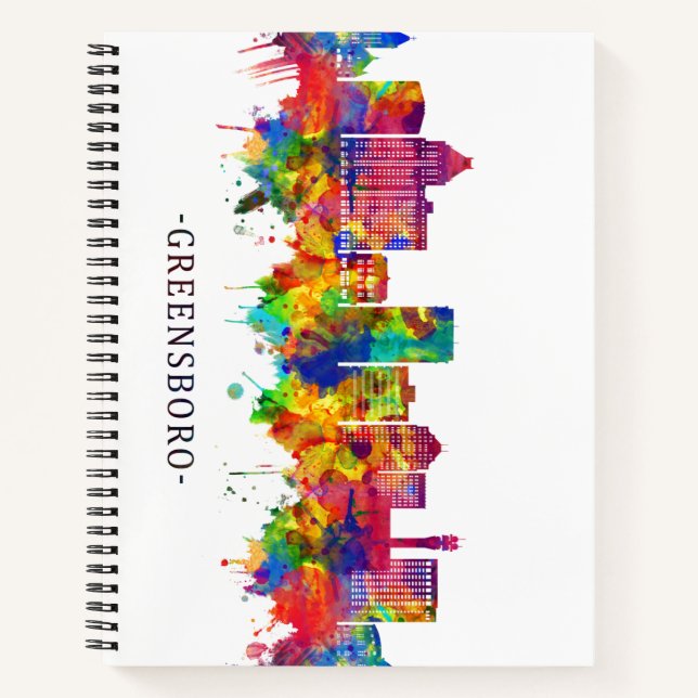 Greensboro North Carolina Skyline Notizbuch (Vorderseite)