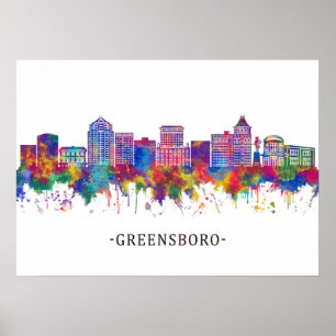 Greensboro North Carolina Skyline Poster