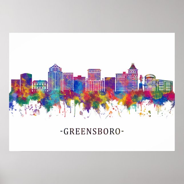 Greensboro North Carolina Skyline Poster (Vorne)