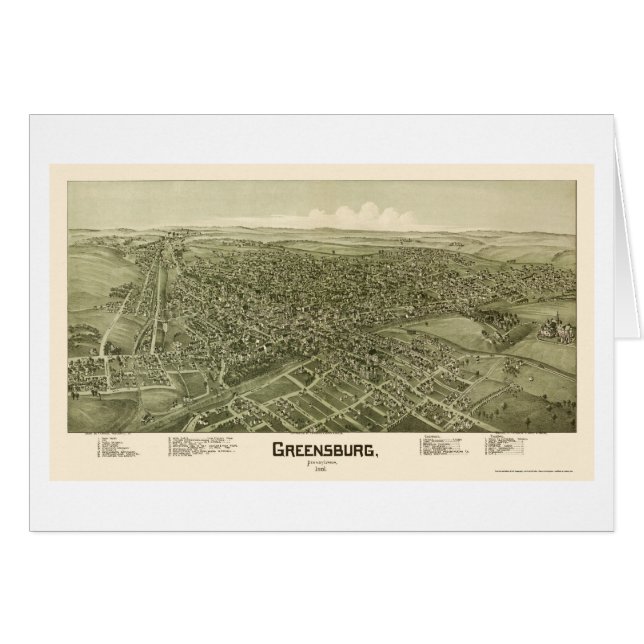 Greensburg, panoramische Karte PAs - 1901 (Vorderseite (Horizontal))