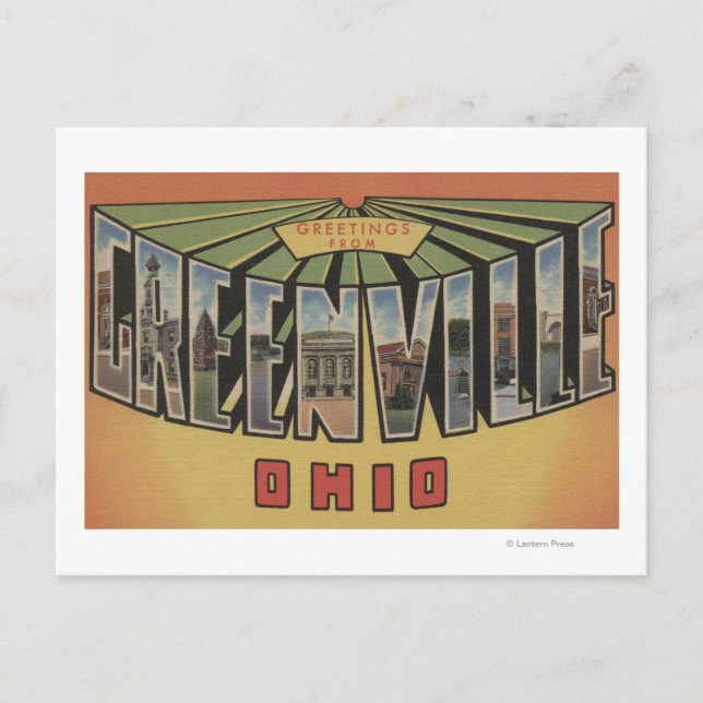 Greenville, Ohio - Große Buchstabenszenen Postkarte (Vorderseite)