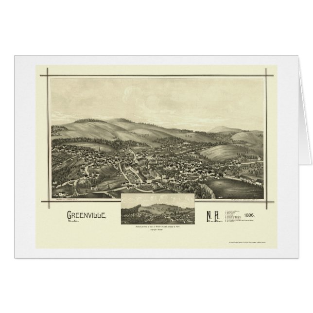 Greenville, panoramische Karte NH - 1886 (Vorderseite (Horizontal))