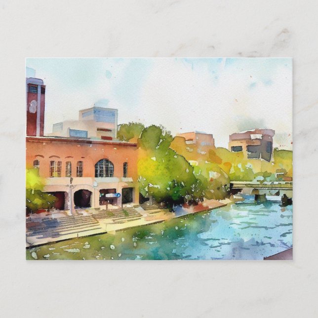 Greenville South Carolina Aquarellmalerei Postkarte (Vorderseite)