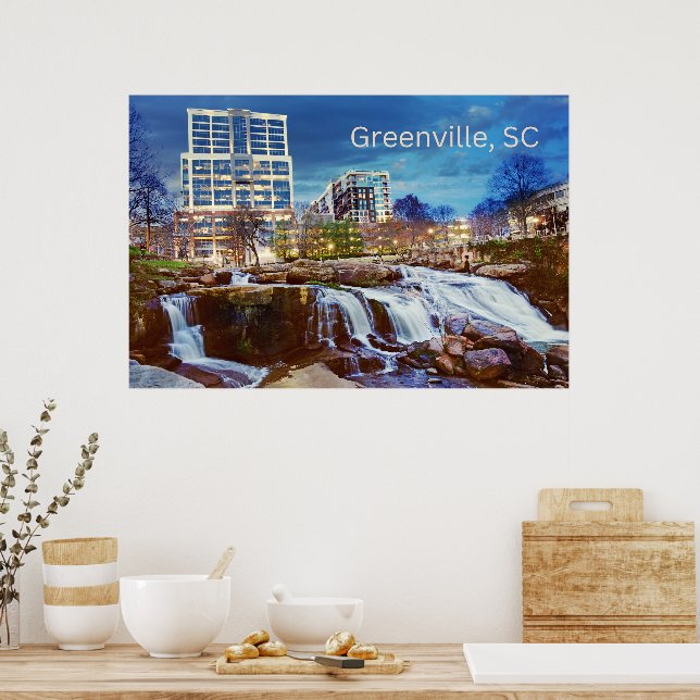 Greenville, South Carolina Downtown Reedy River Poster (Küche)