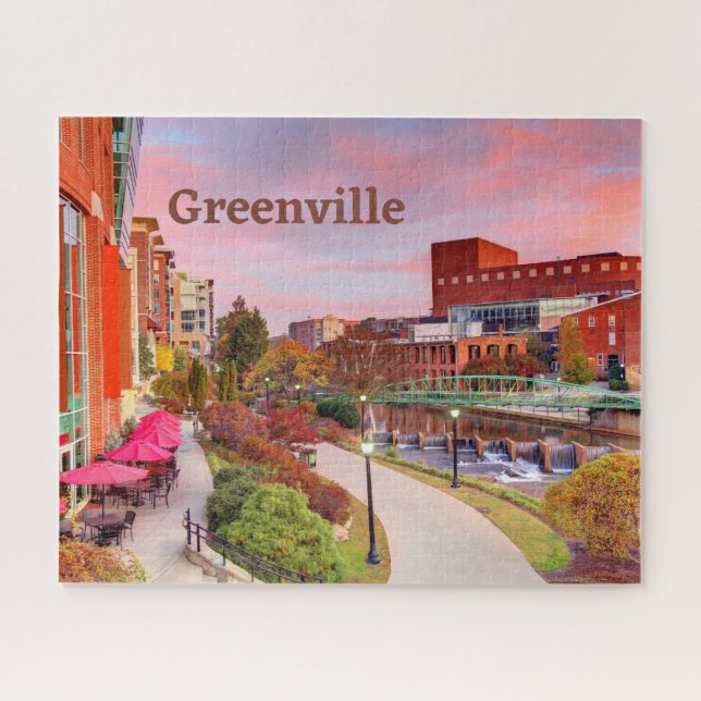 Greenville, South Carolina, Fall Sunset, Downtown Puzzle (Horizontal)