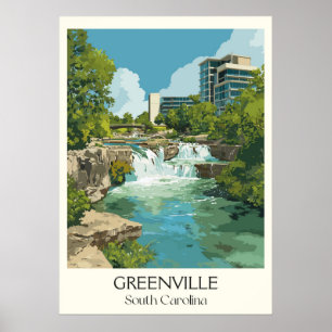 Greenville South Carolina Falls Park Poster