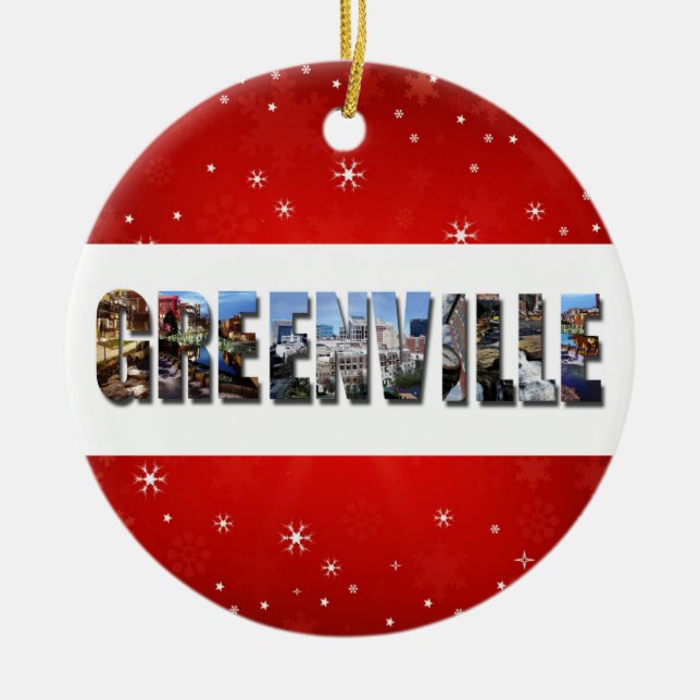 Greenville South Carolina Fotos Weihnachten Keramik Ornament (Vorne)
