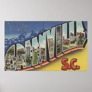 Greenville, South Carolina - Großbuchstaben - Szen Poster