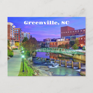 Greenville South Carolina Reedy River bei Nacht Postkarte
