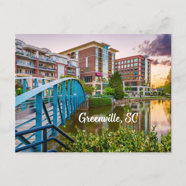 Greenville, South Carolina Reedy River Downtown Postkarte (Vorderseite)