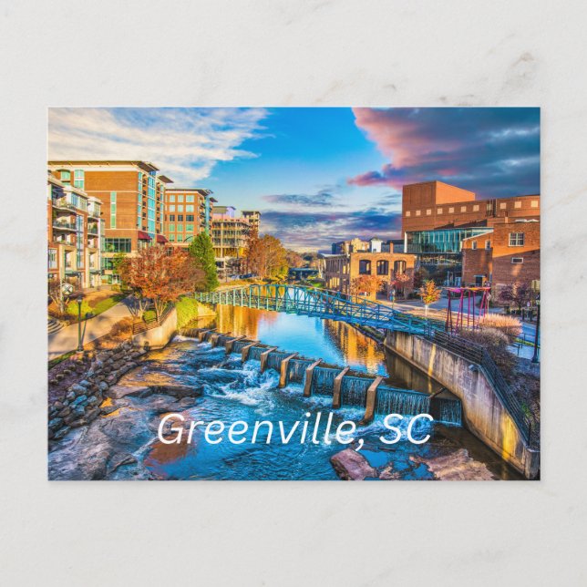 Greenville, South Carolina Reedy River, Downtown Postkarte (Vorderseite)