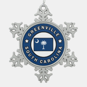 Greenville South Carolina Schneeflocken Zinn-Ornament