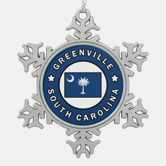 Greenville South Carolina Schneeflocken Zinn-Ornament (Vorderseite)