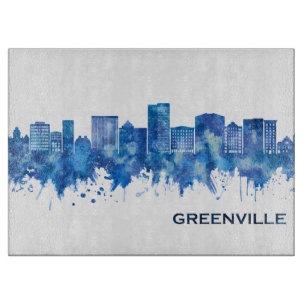 Greenville South Carolina Skyline Blue Schneidebrett