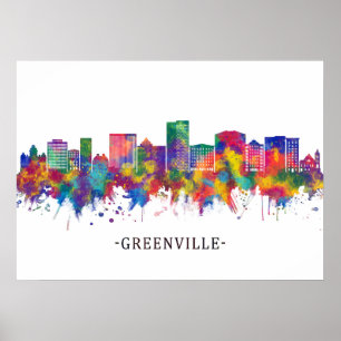 Greenville South Carolina Skyline Poster