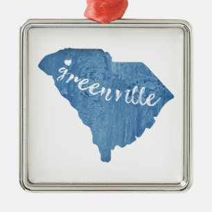 Greenville South Carolina Wood Grain Ornament Aus Metall