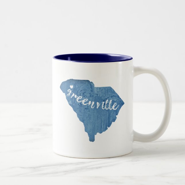 Greenville South Carolina Wood Grain Zweifarbige Tasse (Rechts)