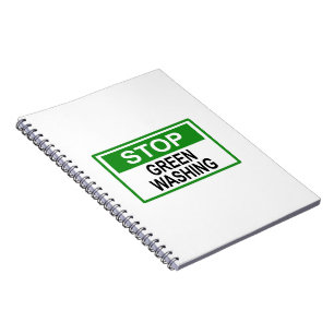 Greenwash-Zeichen beenden Notizblock
