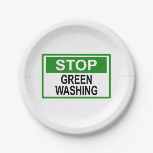 Greenwash-Zeichen beenden Pappteller