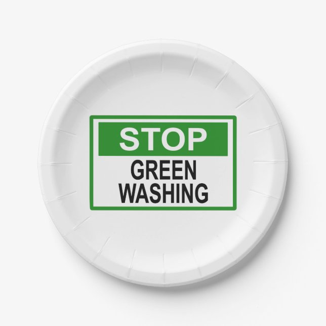 Greenwash-Zeichen beenden Pappteller (Vorderseite)