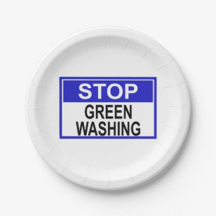 Greenwash-Zeichen beenden Pappteller