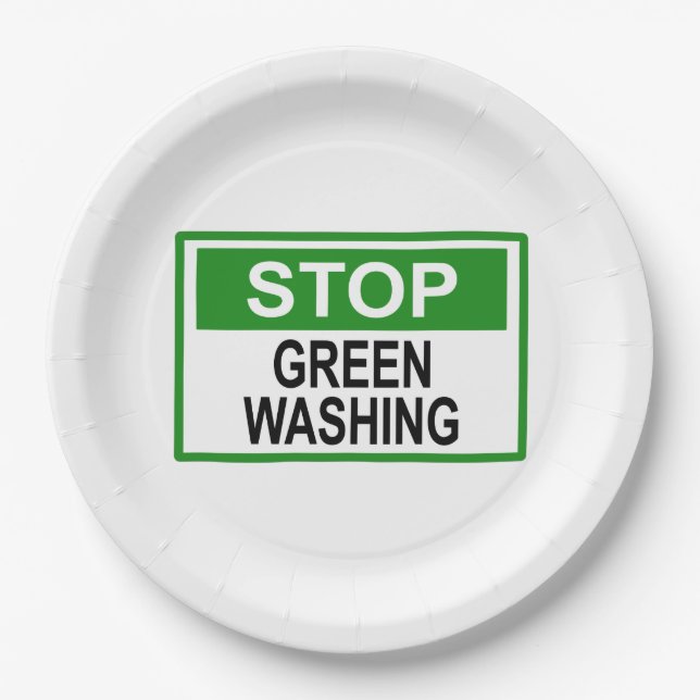 Greenwash-Zeichen beenden Pappteller (Vorderseite)