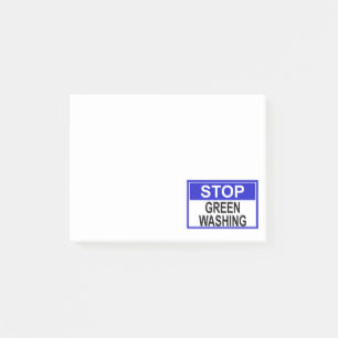 Greenwash-Zeichen beenden Post-it Klebezettel