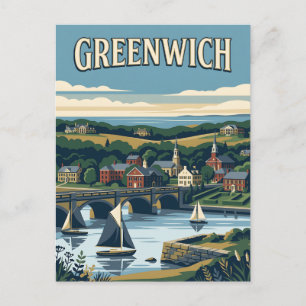 Greenwich Connecticut Hafen Vintage Poster Postkarte