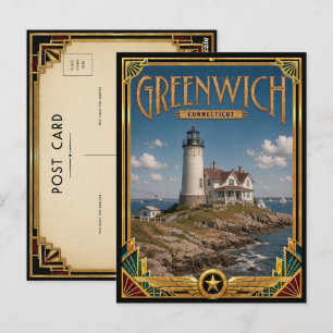 Greenwich Connecticut Vintage Art Deco Golden Age Postkarte