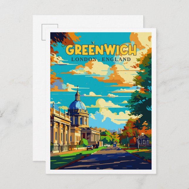 Greenwich London England Vintage Reise Postkarte (Vorne/Hinten)