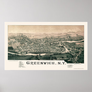 Greenwich, NY Panoramic Map - 1885 Poster
