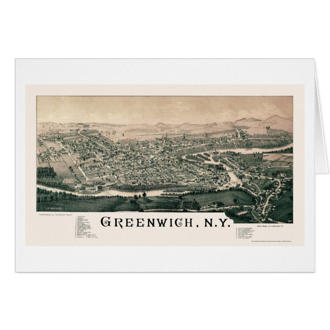 Greenwich, NY panoramische Karte - 1885 (Vorderseite (Horizontal))