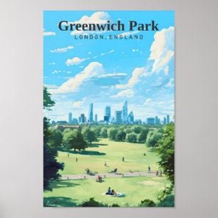 Greenwich Park London England Art Vintage Travel Poster