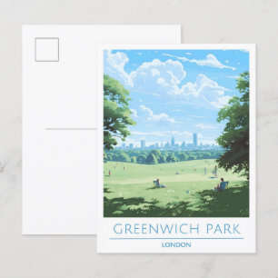 Greenwich Park London England Vintage Reise Postkarte