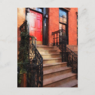 Greenwich Village Brownstone mit roter Tür Postkarte