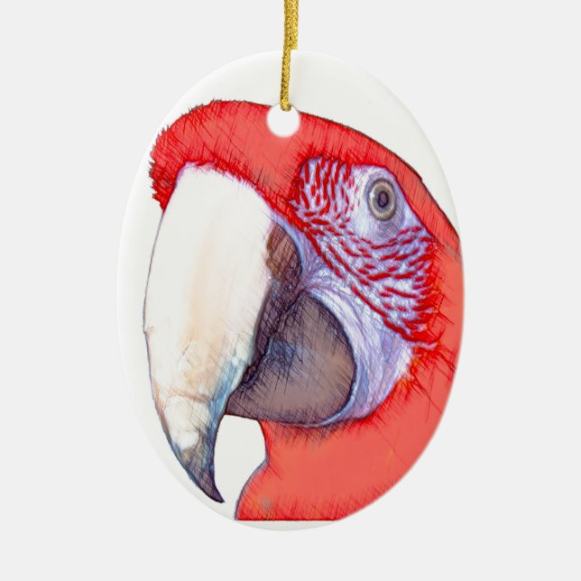 Greenwing Macaw-Papagei Keramikornament (Vorne)