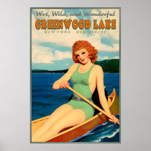 Greenwood Lake New York Jersey Retro-Reise-Pin U Poster