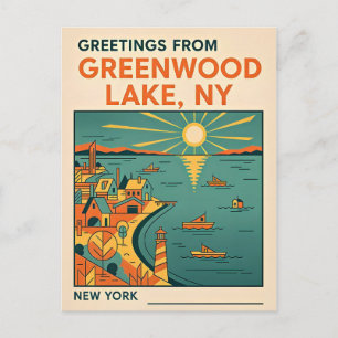 Greenwood Lake NY Retro-Reise Postkarte