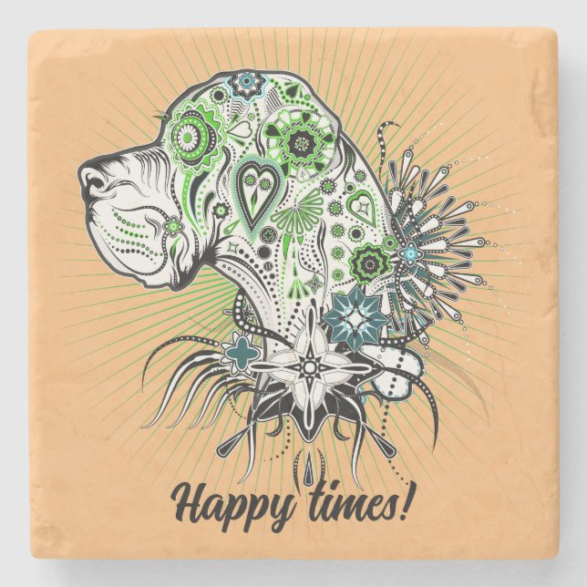 Greeny Great Dane Stone Untersetzer (Vorderseite)