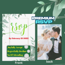 Greeny Minimalistisch Custom Foto Wedding RSVP Car Karte